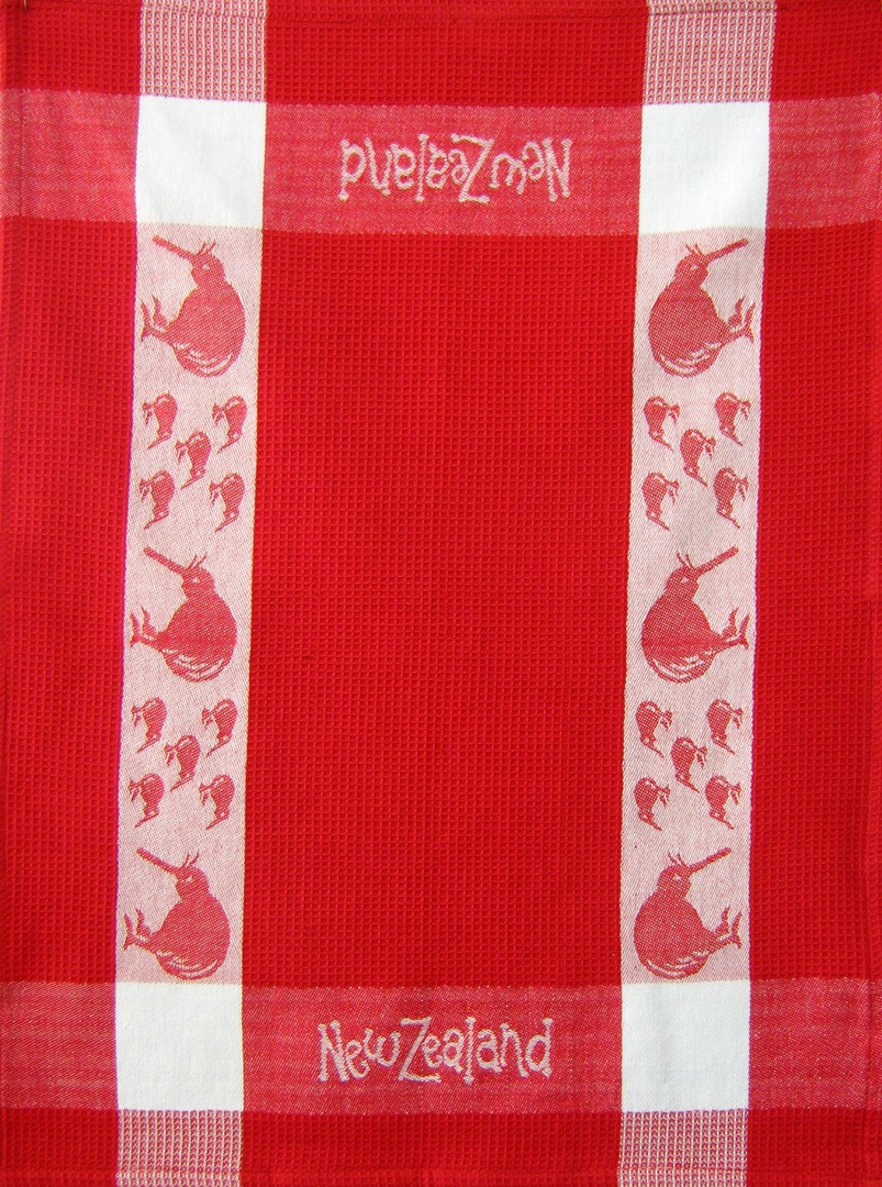 "Kiwi" tea towel Red/White. CODE: S780/RED image 0